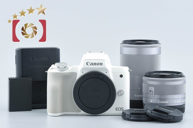 【中古】Canon キヤノン EOS Kiss M2 ダブルズームレンズキット ホワイト
