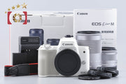 【中古】Canon キヤノン EOS Kiss M ダブルズームキット ホワイト 元箱付き