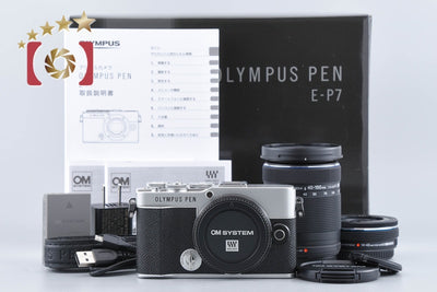 【中古】OLYMPUS オリンパス PEN E-P7 EZ ダブルズームキット シルバー シャッター回数僅少 元箱付き