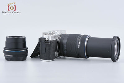 【中古】OLYMPUS オリンパス PEN E-P7 EZ ダブルズームキット シルバー シャッター回数僅少 元箱付き