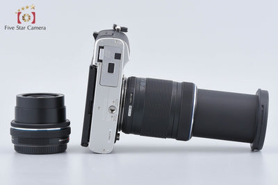 【中古】OLYMPUS オリンパス PEN E-P7 EZ ダブルズームキット シルバー シャッター回数僅少 元箱付き