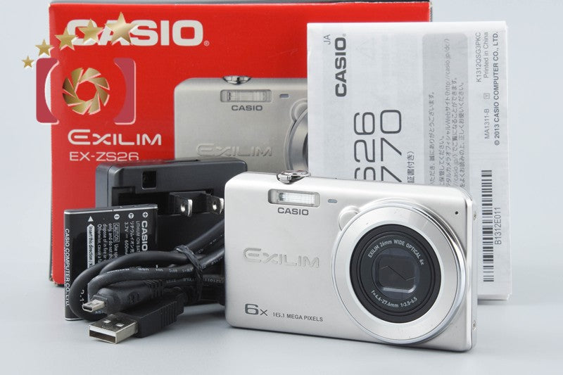 【中古】CASIO カシオ EXILIM EX-ZS26 シルバー コンパクトデジタルカメラ 元箱付き