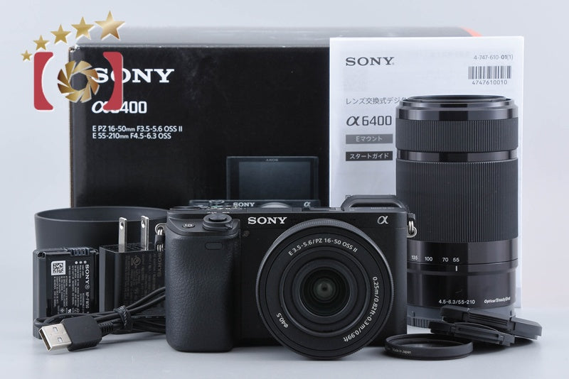 【中古】SONY ソニー α6400 ILCE-6400 ダブルズームレンズキット ブラック シャッター回数僅少 元箱付き 多言語対応