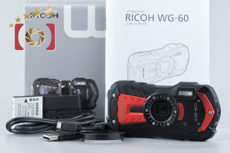 【中古】RICOH リコー PENTAX ペンタックス WG-60 レッド 防水アクションカメラ 元箱付き