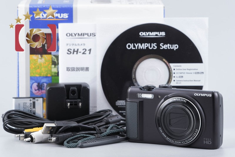 【中古】OLYMPUS オリンパス STYLUS SH-21 ブラック コンパクトデジタルカメラ 元箱付き