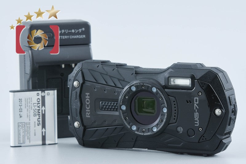 【中古】RICOH リコー PENTAX ペンタックス WG-70 ブラック 防水アクションカメラ シャッター回数僅少