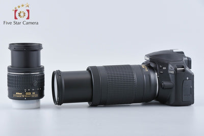 【中古】Nikon ニコン D3400 ブラック ダブルズームキット シャッター回数僅少 元箱付き