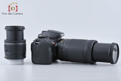 【中古】Nikon ニコン D3400 ブラック ダブルズームキット シャッター回数僅少 元箱付き