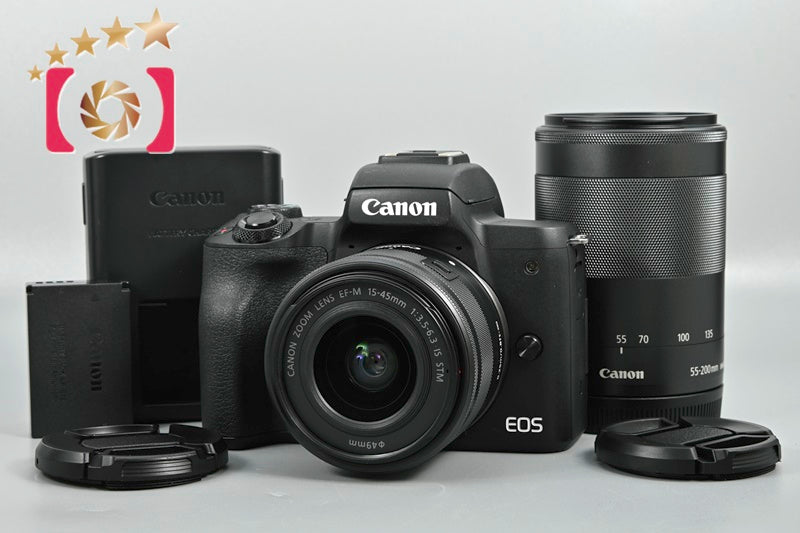 [Used] Canon EOS Kiss M Double Zoom Lens Kit Black