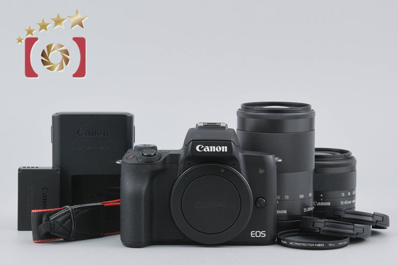 [Used] Canon EOS Kiss M Double Zoom Kit Black