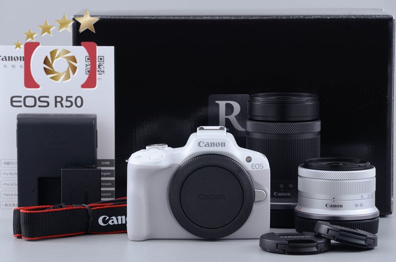 [Used] Canon EOS R50 Double Zoom Kit White, Low Shutter Count, With Original Box