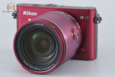 [Used] Nikon 1 J3 Red Small 10x Zoom Kit, Low Shutter Count, With Original Box