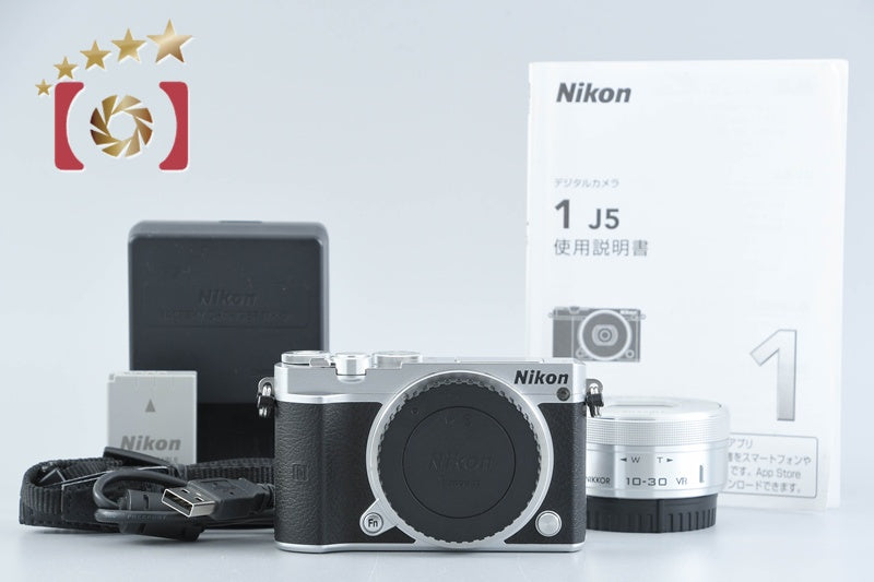 【中古】Nikon ニコン 1 J5 シルバー 標準パワーズームキット シャッター回数僅少