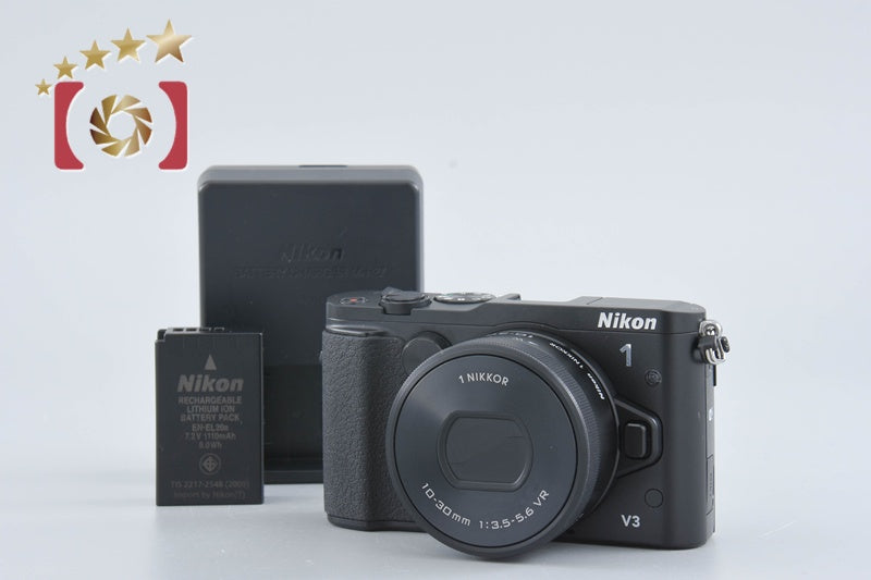 【中古】Nikon ニコン 1 V3 ブラック 標準パワーズームレンズキット シャッター回数僅少