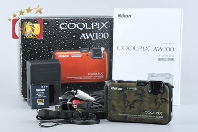 Used] Nikon COOLPIX AW100 Forest Camouflage Compact Digital Camera with Original Box