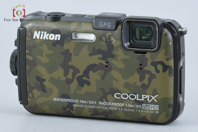 Used] Nikon COOLPIX AW100 Forest Camouflage Compact Digital Camera with Original Box