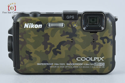Used] Nikon COOLPIX AW100 Forest Camouflage Compact Digital Camera with Original Box