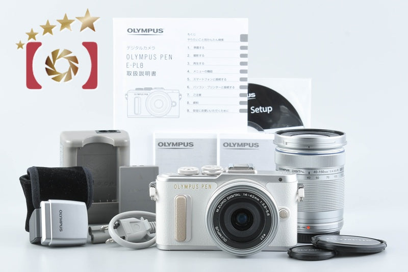 【中古】OLYMPUS オリンパス PEN E-PL8 EZ ダブルズームキット ホワイト シャッター回数僅少