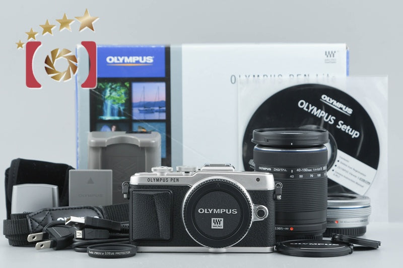 【中古】OLYMPUS オリンパス PEN Lite E-PL7 EZ ダブルズームキット シルバー シャッター回数僅少 元箱付き