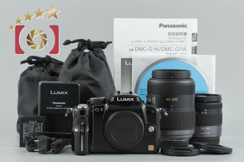 【中古】Panasonic パナソニック LUMIX DMC-G1 ダブルズームレンズキット ブラック シャッター回数僅少