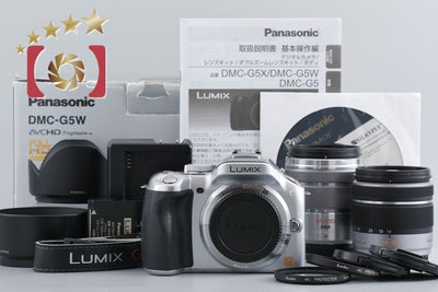 Used: Panasonic LUMIX DMC-G5W Silver Double Zoom Lens Kit, Low Shutter Count, With Original Box