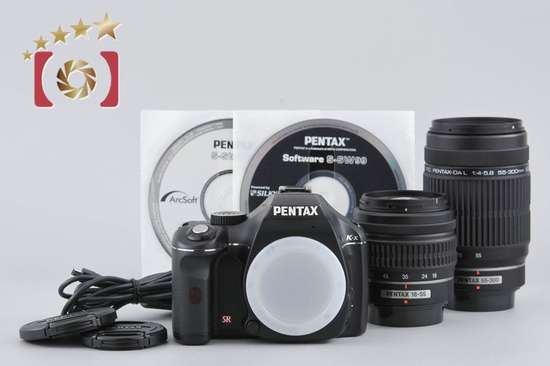 【中古】PENTAX ペンタックス K-x ダブルズームレンズキット ブラック シャッター回数僅少