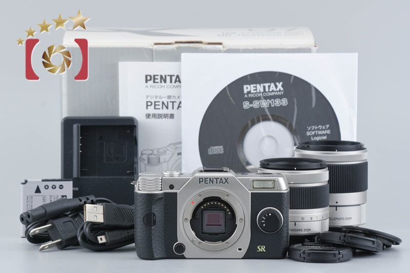 【中古】PENTAX ペンタックス Q7 ダブルズームキット シルバー シャッター回数僅少 元箱付き