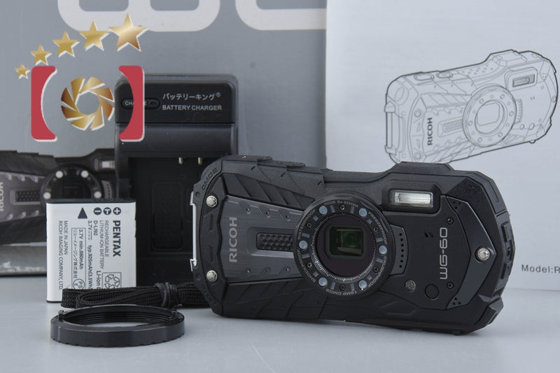 Used RICOH WG-60 Black Waterproof Action Camera, low shutter count, with original box