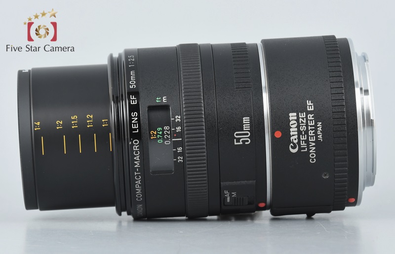 【中古】Canon キヤノン EF 50mm f/2.5 コンパクトマクロ + ライフサイズコンバーターEF |  中古カメラ・フィルムカメラを中心に取り揃えるファイブスターカメラ