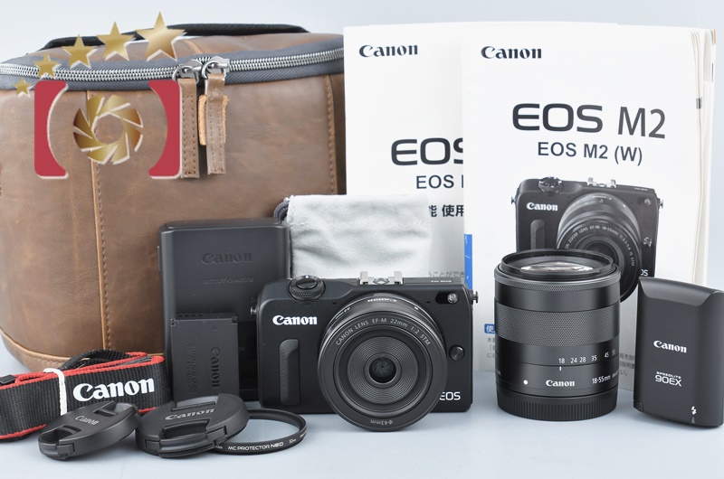 美品】キャノン Canon EOS M2 ダブルレンズキット ブラック(完品