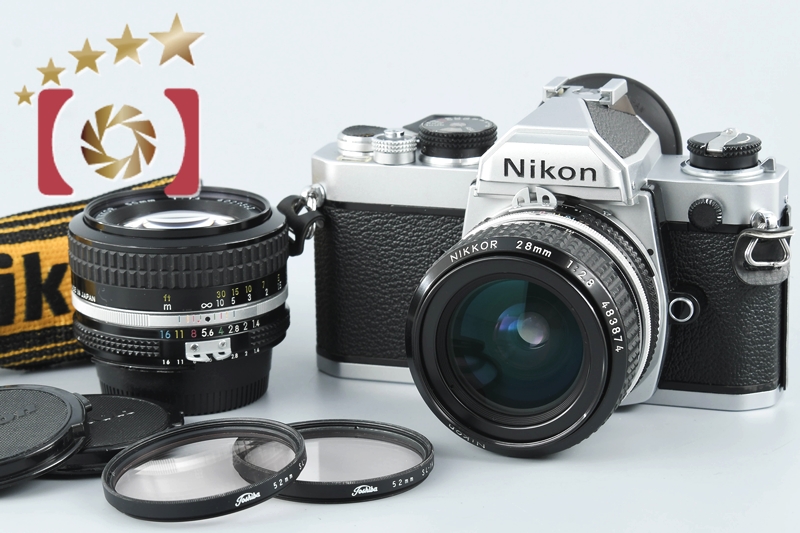 【中古】Nikon ニコン FM シルバー 前期 + Ai NIKKOR 28mm f/2.8 , 50mm f/1.4 |  中古カメラ・フィルムカメラを中心に取り揃えるファイブスターカメラ