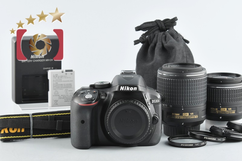 【中古】Nikon ニコン D5300 ダブルズームキット 2 ブラック | 中古カメラ・フィルムカメラを中心に取り揃えるファイブスターカメラ