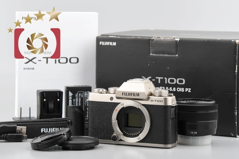 中古】FUJIFILM 富士フイルム X-T100 レンズキット シャンパンゴールド