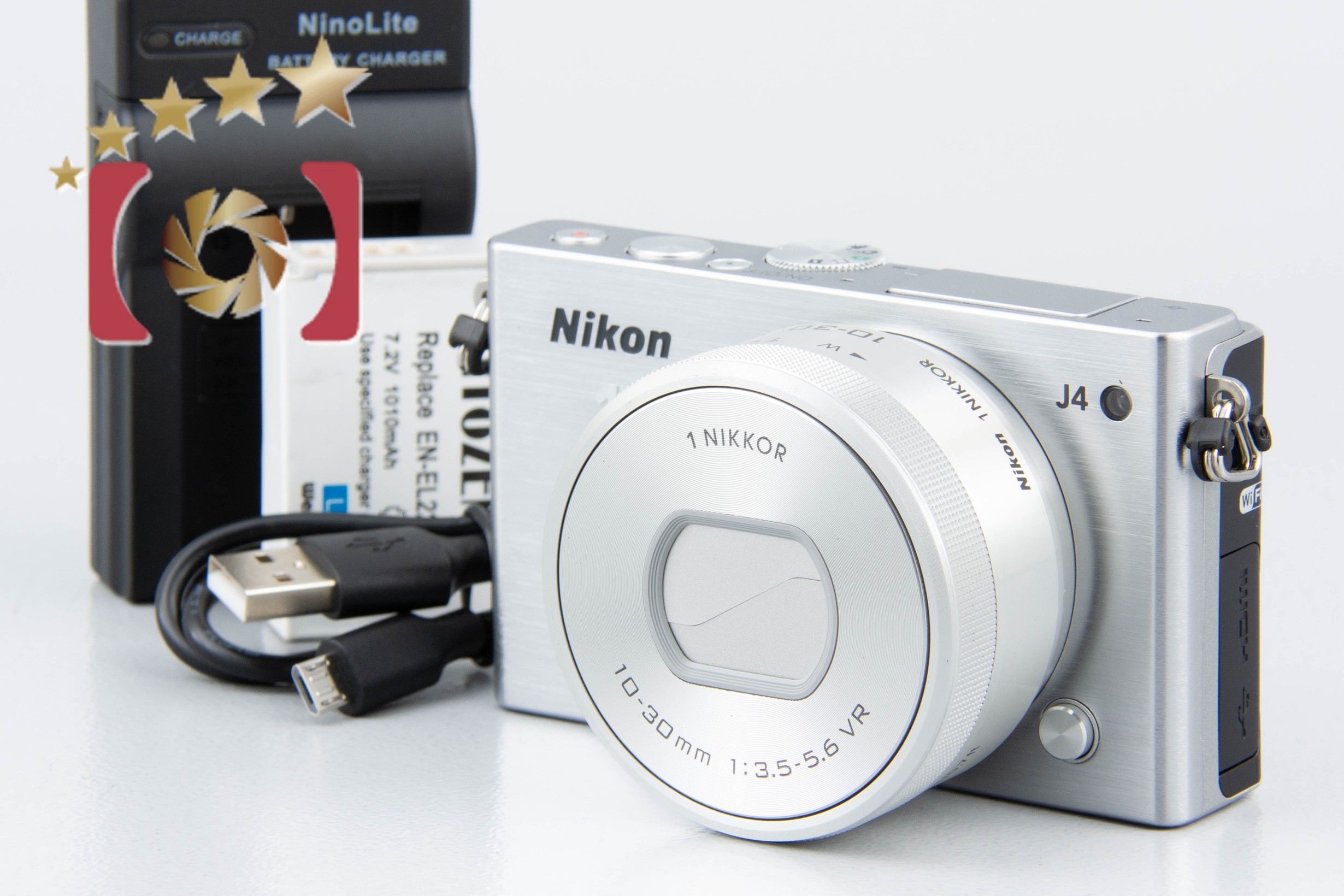 中古】Nikon ニコン 1 J4 シルバー 標準パワーズームレンズキット