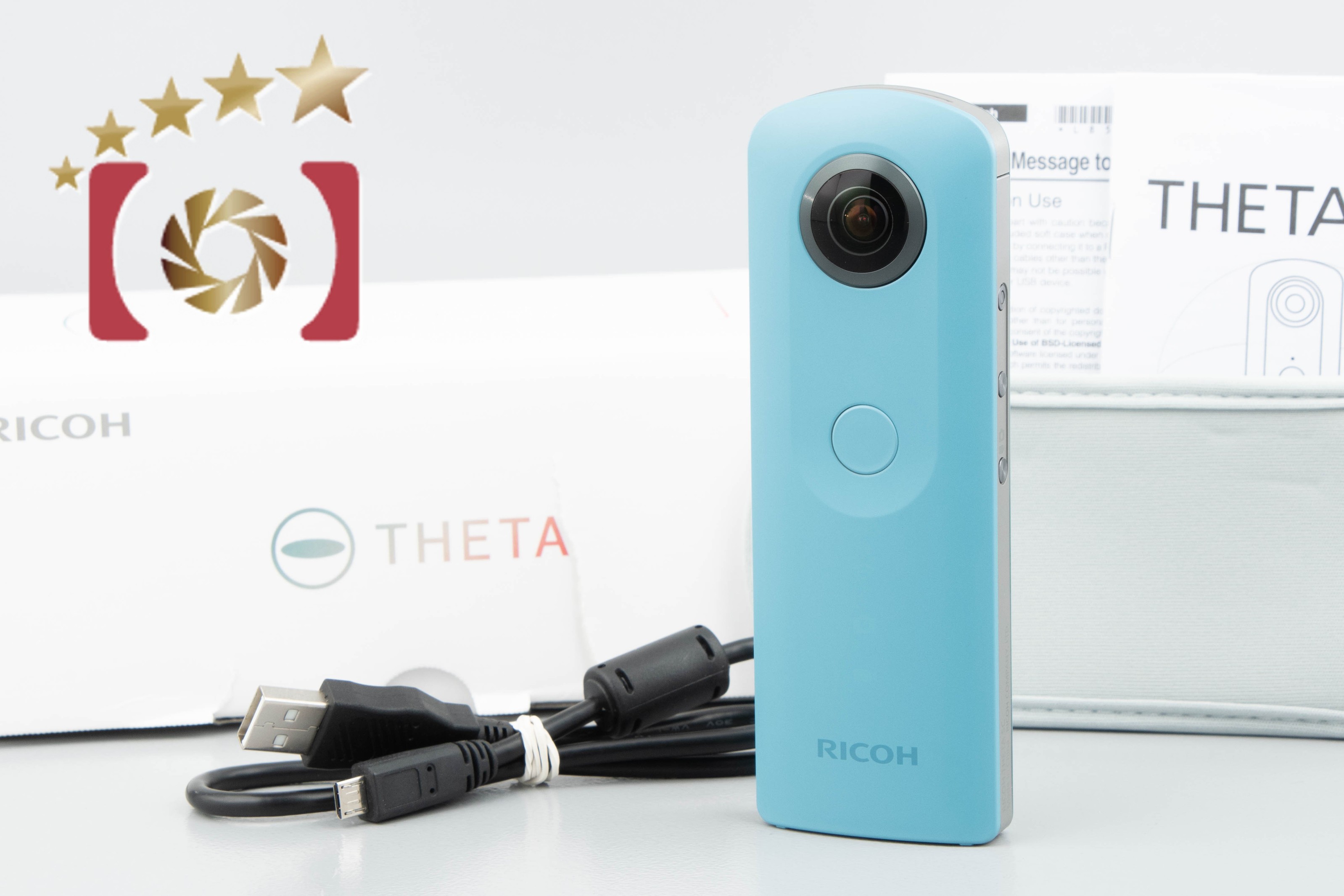 【中古】RICOH リコー THETA SC ブルー 360度カメラ 元箱付き | 中古カメラ・フィルムカメラを中心に取り揃えるファイブスターカメラ