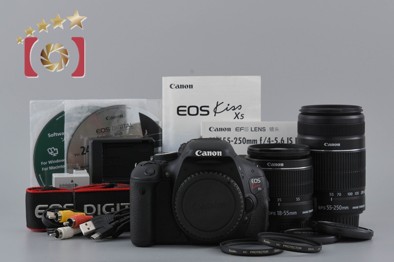 Canon EOS Kiss X5 ダブルズームキット 中古品 EOS キヤノン デジタル一眼 CANON Kiss X5 レンズキット 中古