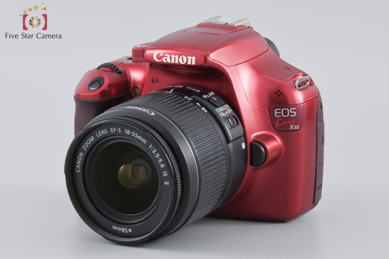中古】Canon キヤノン EOS Kiss X50 18-55 レンズキット レッド