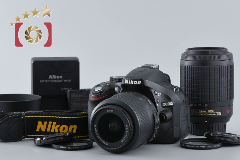 中古】Nikon ニコン D5200 ブラック + AF-S DX NIKKOR 18-55mm f
